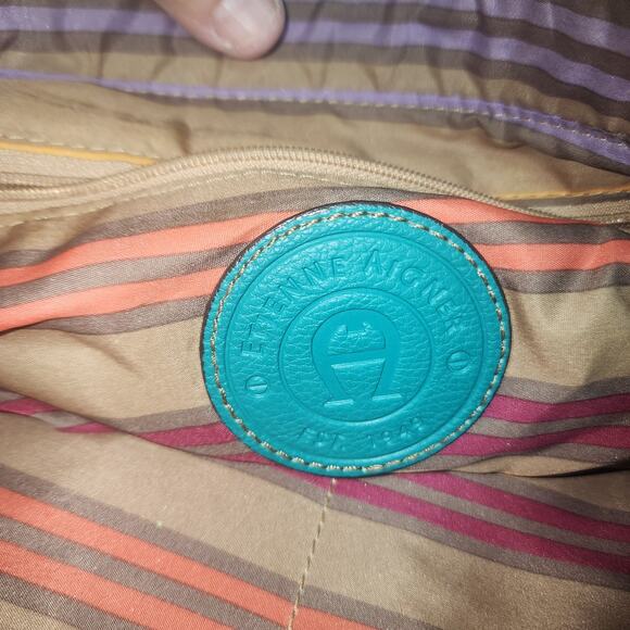 EITENNE AIGNER VINTAGE EUC TEAL LEATHER HOBO BAG - Picture 4 of 6